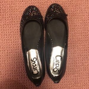 Black sparkly ballet flats